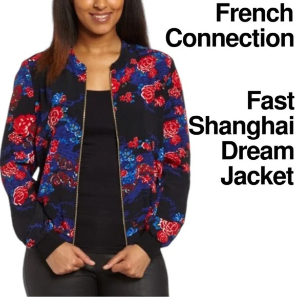 French Connection size 4 floral Fast Shanghai Dream Jacket Floral bomber - Picture 1 of 9